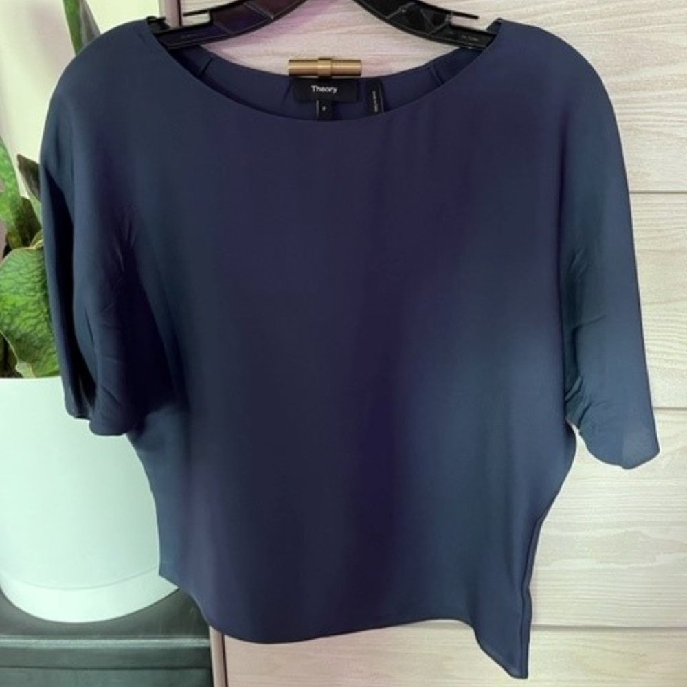 Theory silk top, navy, XS